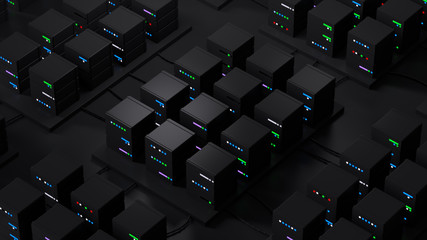 Wall Mural - 3d render of abstract database. server stack concept. data processing center...