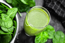 Freshly Made Spinach Smoothie (close Up; Selective Focus)