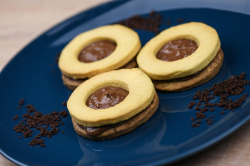 Wall Mural - Round sandwich biscuits stuffed with chocolate