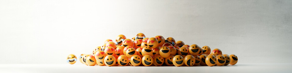 Wall Mural - Infinite emoticons 3d rendering background, social media and communications concept