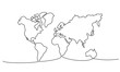 Continuous one line drawing. World map. Vector illustration.