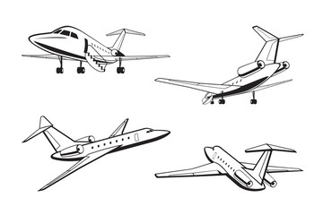 Wall Mural - Small passenger aircraft in perspective - vector illustration