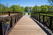 Footbridge In Clifton E French Regional Park In Plymouth Minnesota, Part Of The Walking Trails