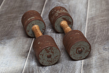 Sports equipment-vintage metal dumbbells