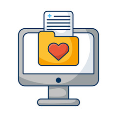 Poster - desktop computer with heart folder