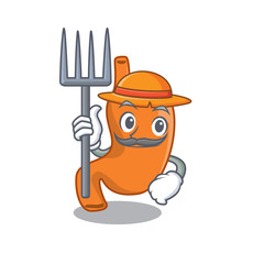 Poster - Stomach mascot design working as a Farmer wearing a hat