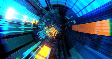 Wall Mural - abstract neon lights sci-fi futuristic hi tech virtual reality tunnel. futuristic motion graphic. ul