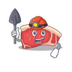 Wall Mural - A cartoon picture of sirloin miner with tool and helmet