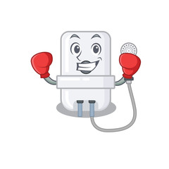 Sticker - Mascot design of electric water heater as a sporty boxing athlete