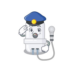 Wall Mural - Police officer cartoon drawing of electric water heater wearing a blue hat