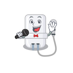 Wall Mural - cartoon character of electric water heater sing a song with a microphone