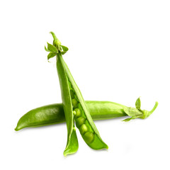 green snap peas isolated on white