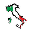Włochy. Obrys mapy. Włoska flaga. Ilustracja wektorowa