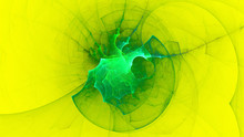 3D Rendering Abstract Yellow Fractal Light Background