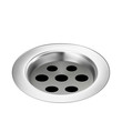 Bath Drain Metallic Detail For Water Flow Vector. Kitchen Sewer Or Bathroom Stainless Plumbing Sink Drain Hole. Standard Round Chrome Basin Drainage Template Realistic 3d Illustration