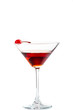 manhattan cocktail in martini glass on white background