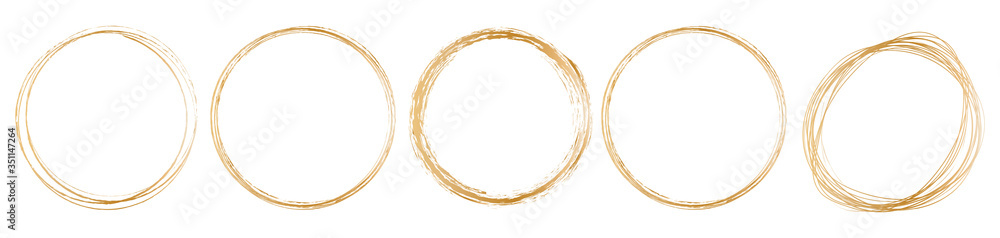 set of gold round frame on white background	
 - obrazy, fototapety, plakaty 