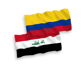 Flags of Iraq and Colombia on a white background