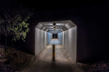 Wall Mural - Spooky pedestrian tunnel at night