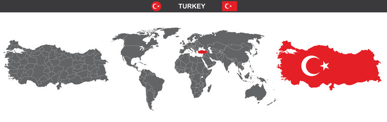 Wall Mural - vector map set of turkey isolated on white background