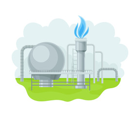 Wall Mural - Station for Natural Gas Extraction as Natural Resource Vector Illustration