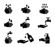 mycie i dezynfekcja rąk zestaw ikon