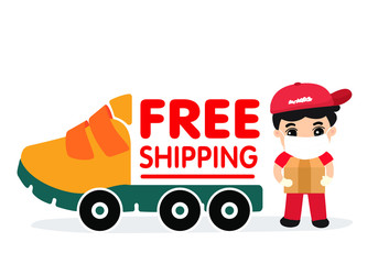 Order delivery online. Shipment tracking system mobile delivery man motorcycle fast shipping urban landscape.