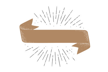 Wall Mural - flag ribbon template. old school flag banner template. ribbon flag in vintage style with linear draw