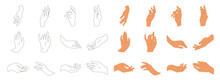 Various gestures of human hands isolated on a white background. Hand hold, Hand open and use Gel bottle or alcohol gel bottle, Vector design elements for infographic, ads, interactive and website.