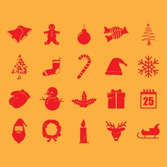 Wall Mural - A set of christmas icons illustration.