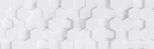 Abstract 3d Octagon Background Wallpaper Pattern. 3d White Background Texture With Modern Geometric Shape. Empty Showcase For Advertising And Banner On Website. Mockup With Gray Podium Scene Concept.