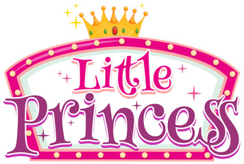 Font design for word little princess on white background