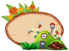Border Template Design With Insects In The Garden Background