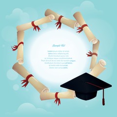 Sticker - graduation hat and certificate poster