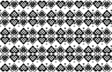 Sticker - Overlapping black and white hearts backdrop made from square block shapes in a repeating pattern