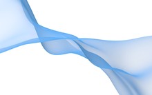 Abstract Blue Wave. Bright Blue Ribbon On White Background. Blue Scarf. Abstract Blue Smoke. Raster Air Background. 3D Illustration