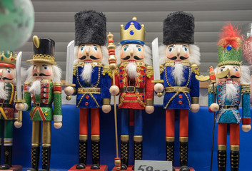 Wall Mural - Traditional Christmas souvenir nutcrackers for sale