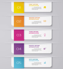 Wall Mural - 5 steps timeline infographic element. 5 steps infographic, vector banner can be used for workflow layout, diagram,presentation, education or any number option. EPS10.	