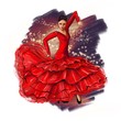 Spanish woman dancing flamenco. girl in red dress, latina festival, celebration. female dancer, white isolated background.