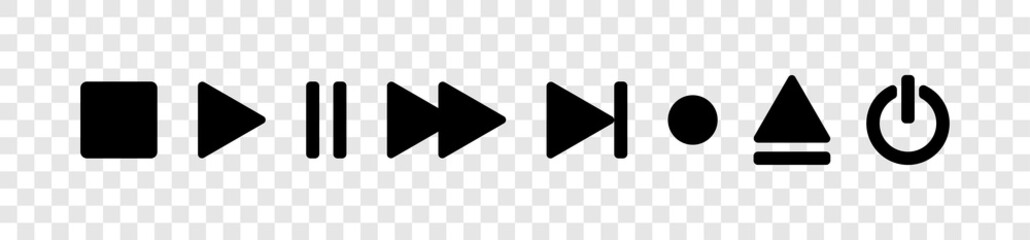 Poster - buttons video and audio collection. audio and video buttons, isolated. set of buttons in a row. eps1