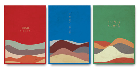 Wall Mural - color covers templates set with geometric curve hand drawn shapes oriental vintage style