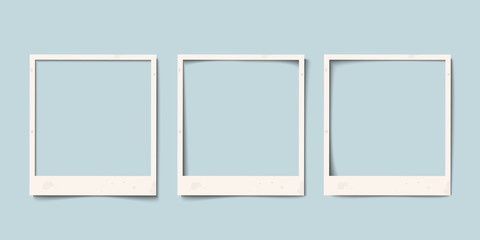 Wall Mural - empty white realistic paper old photo frame with different shadows