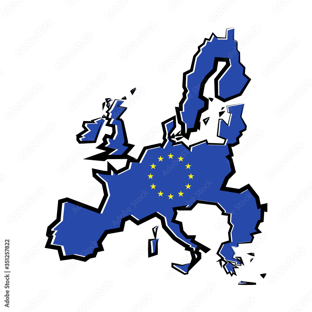 Europa kontur mapy. Europejska flaga. Ilustracja wektorowa.	
 - obrazy, fototapety, plakaty 