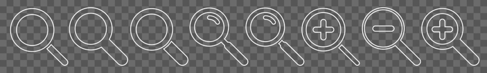 Wall Mural - magnifying glass icon white line | magnifier illustration | zoom symbol | loupe logo | view search m