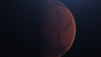 Wall Mural - 3d rendering of the mars in space with illuminated craters and martian mountains