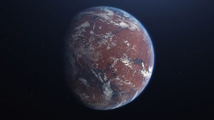 Wall Mural - 3d rendering of the process of terraforming mars as a result of humanity colonization of the red pla