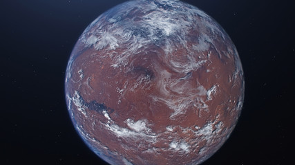 Wall Mural - 3d rendering of the process of terraforming mars as a result of humanity colonization of the red pla