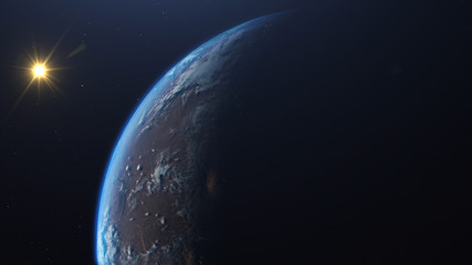 Wall Mural - 3d rendering of the process of terraforming mars as a result of humanity colonization of the red pla