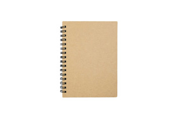 Brown notebook on white background