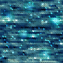 Wall Mural - sequined blue texture. fabric with palliettes. seamless vector realistic background of shiny materia